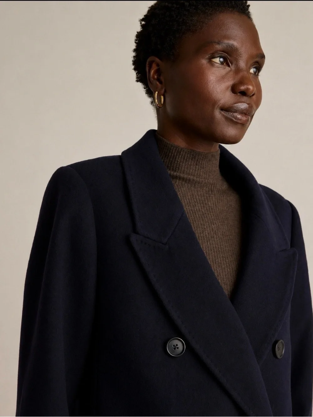 NWT Quince Women’s Italian Wool Double Breasted Coat Cadet Navy Blue Size L